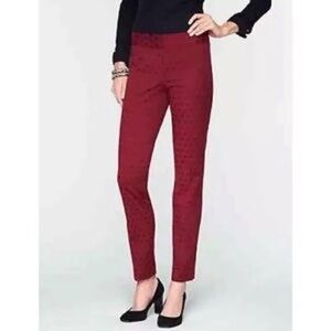 TALBOTS Signature Jacquard Polka Dot Ankle Length Pants in Merlot Size 2